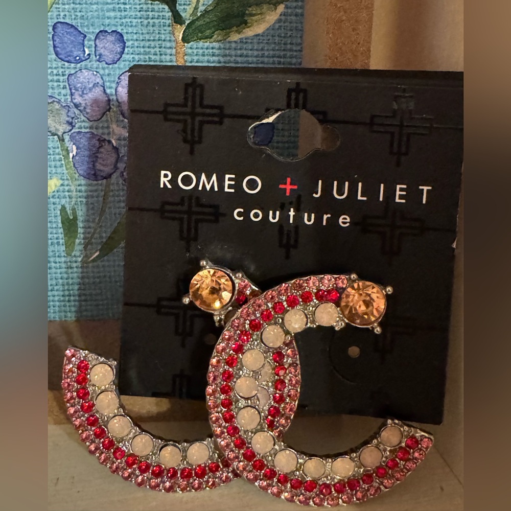 Romeo & Juliet Couture Red and Gold Sparkle Earrings